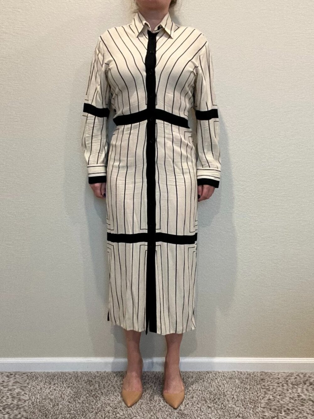 Zara Dress with Print Beige & Black Color Size M